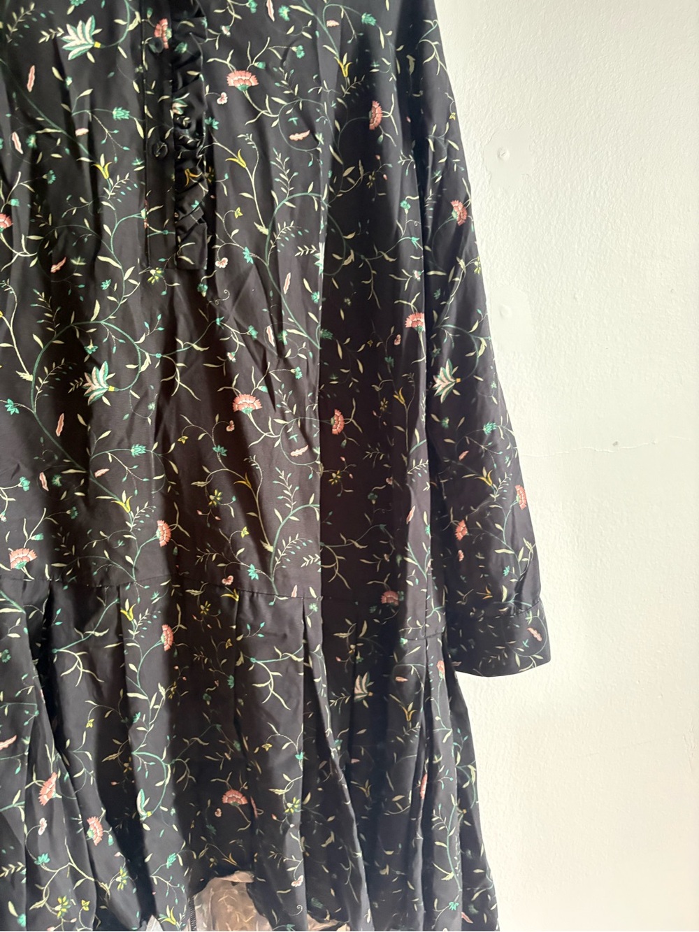 Tuckernuck Sz XL Campden Vine Tate Black Floral Cottage Linen Blend Short Dress - Picture 7 of 12